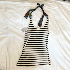 NWT | Free People| Stripe Halter with Floral Tie